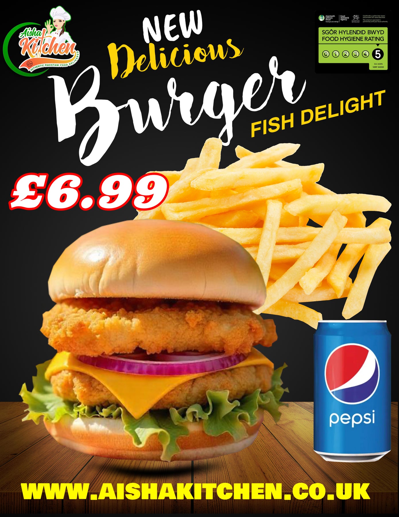 FISH DELIGHT 2 LAYERED BURGER AND CHIPS AND DRINK MEAL DEAL