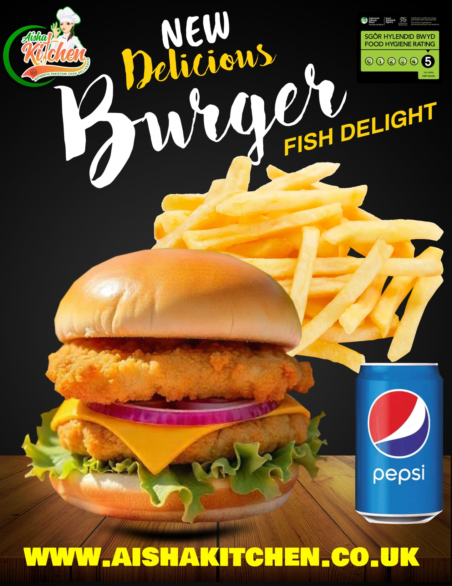 FISH DELIGHT 2 LAYERED BURGER AND CHIPS AND DRINK MEAL DEAL