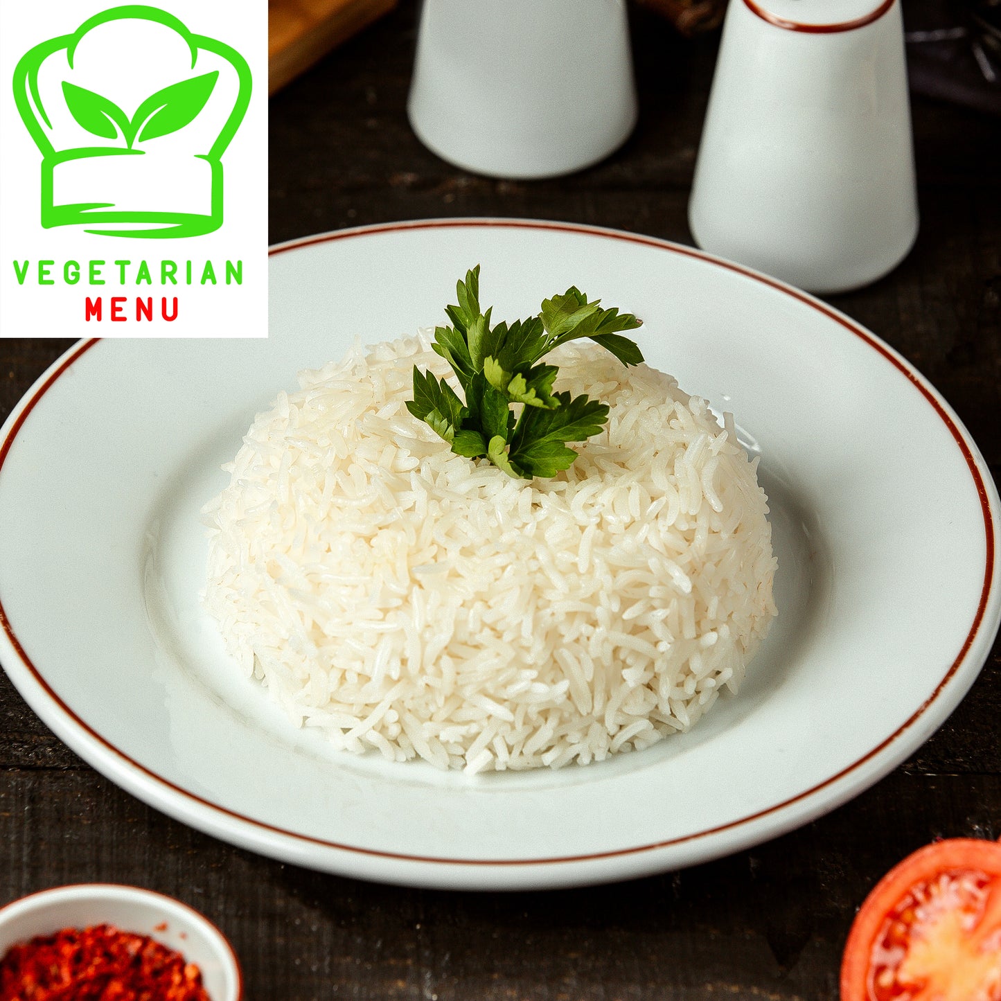 Vegetarian Menu Boiled Rice