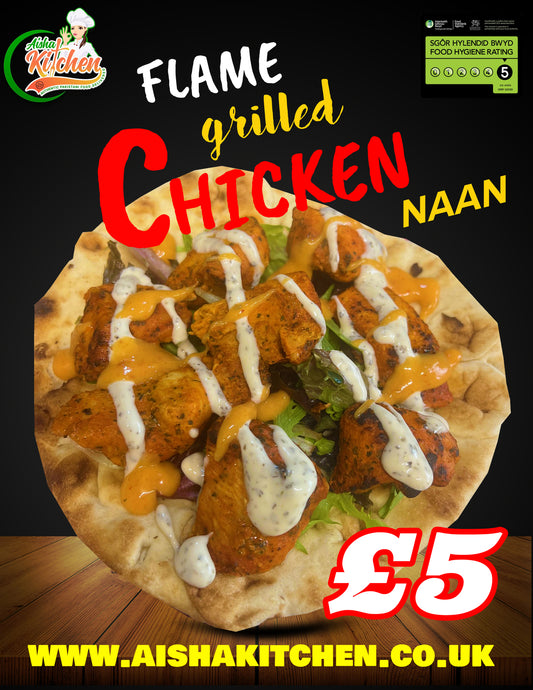 NEW Flame Grilled Chicken Naan with Special Secret Sauce with salad