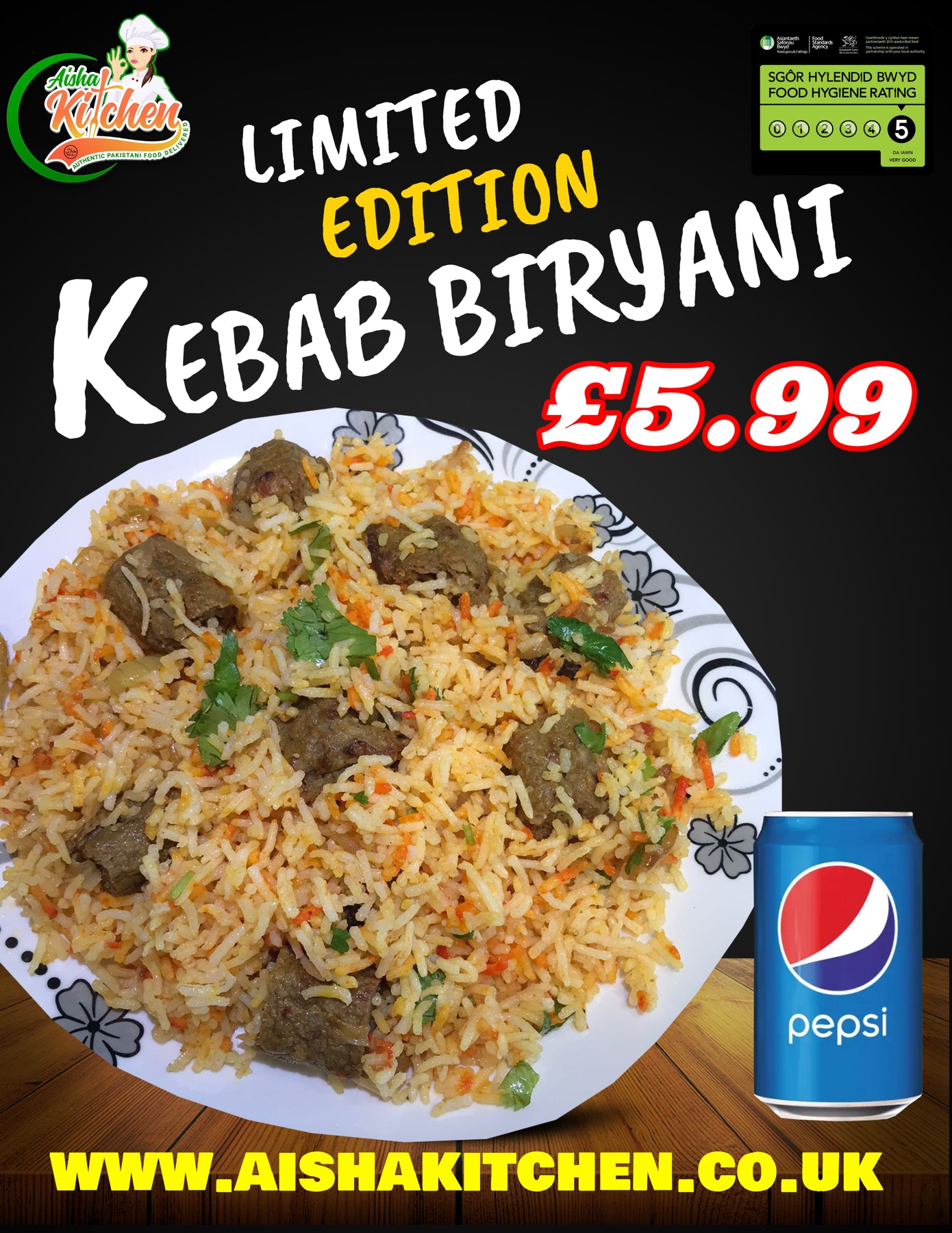 Limited Edition Kebab Biryani with Pepsi Can