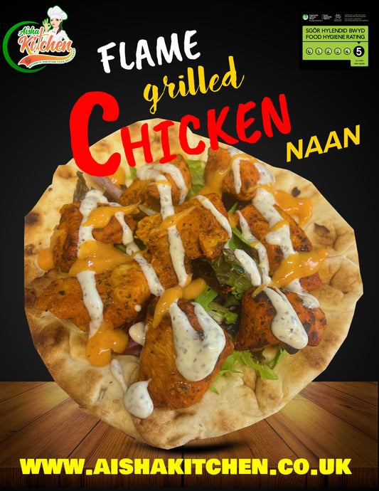 NEW Flame Grilled Chicken Naan with Special Secret Sauce with salad