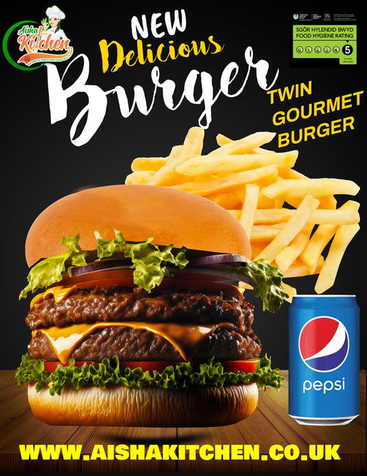 TWIN GOURMET BURGER AND CHIPS AND DRINK MEAL DEAL
