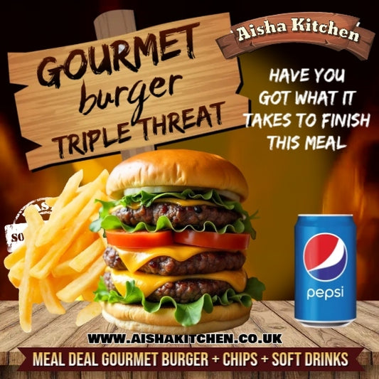 TRIPLE THREAT GOURMET BURGER AND CHIPS AND DRINK MEAL DEAL