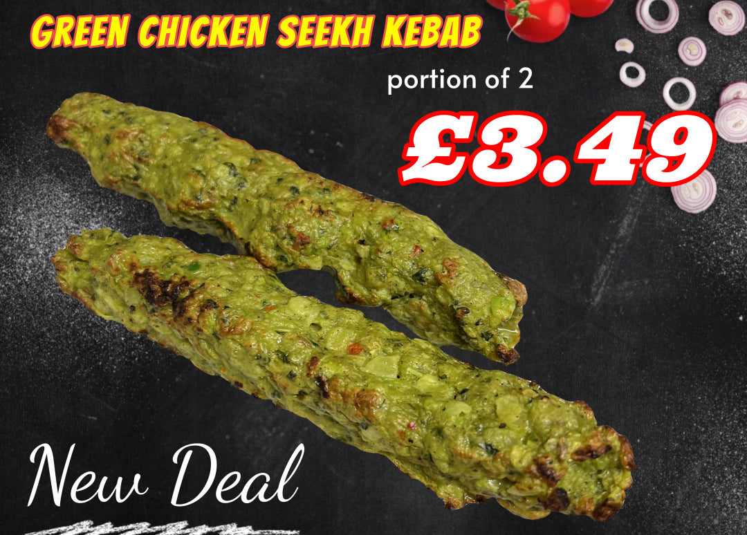 Special Green Chicken Seekh Kebab Portion 2pcs