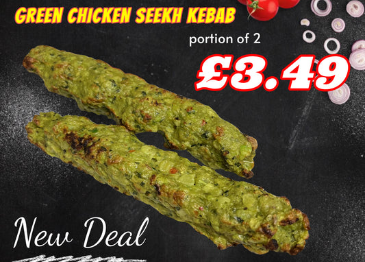 Special Green Chicken Seekh Kebab Portion 2pcs