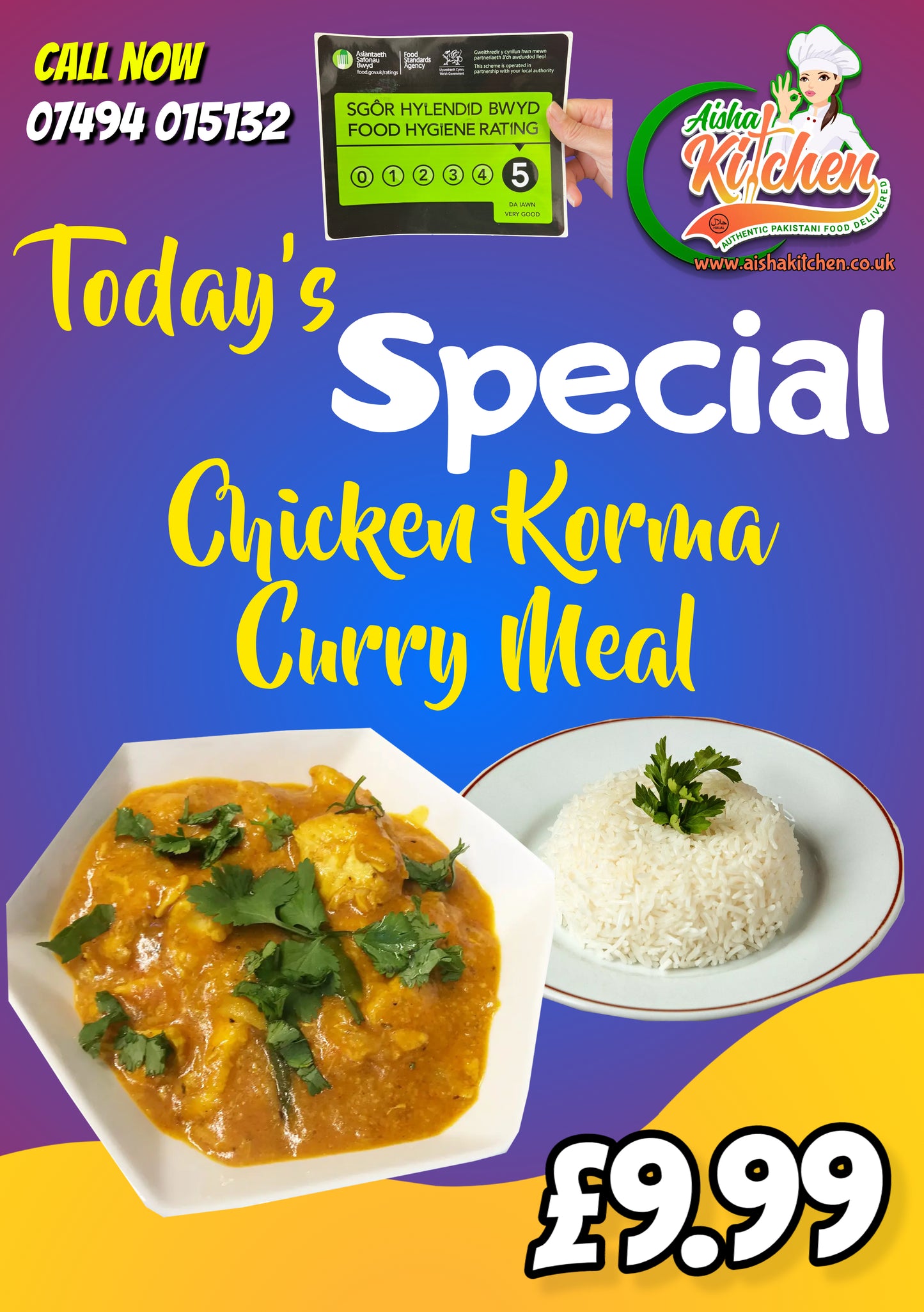 Today Special Chicken Korma Curry with Boiled Rice