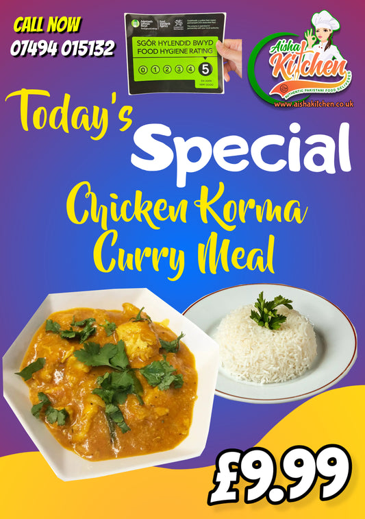 Today Special Chicken Korma Curry with Boiled Rice