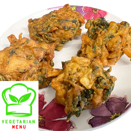 Vegetarian Menu Pakora (Onion Potato Bhajis) Portion 4pcs