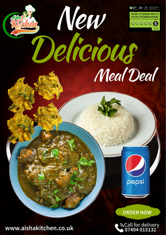Saag Chicken Curry with Boiled Rice and 4x Pakora plus Drink