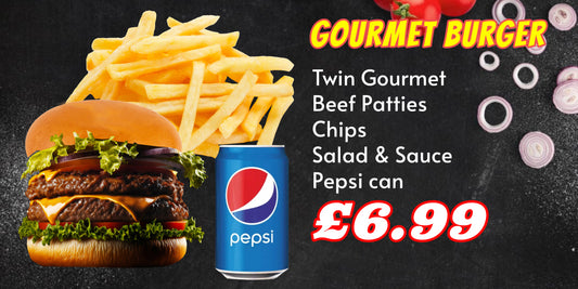 TWIN GOURMET BURGER AND CHIPS AND DRINK MEAL DEAL