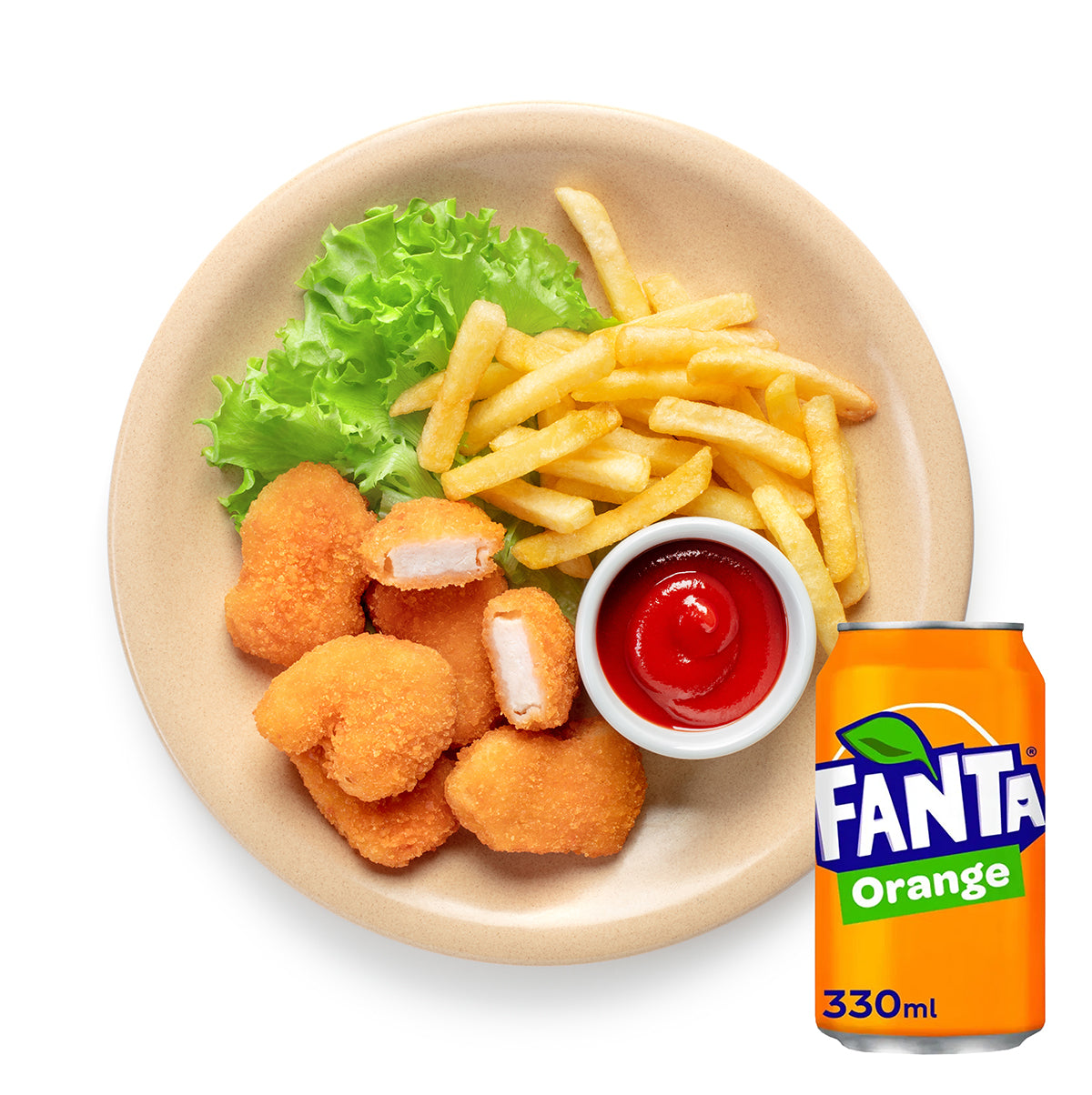 Kids Meal Deal 1 : Chicken Nuggets (6) with Chips and Sauce and Fanta Can